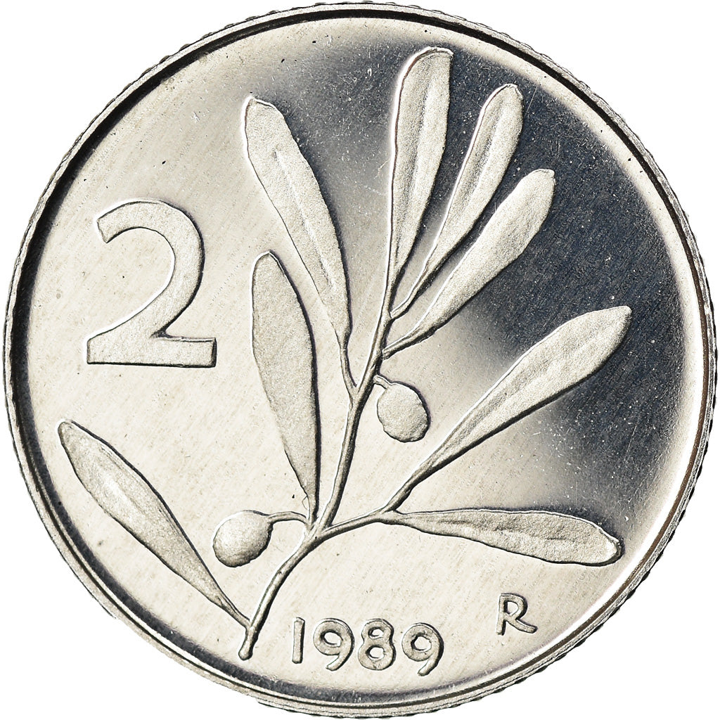 Monnaie, Italie, 2 Lire, 1989, Rome, Proof, FDC, Aluminium, KM:94