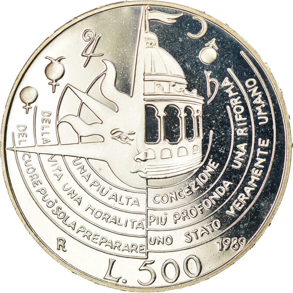 Münze, Italien, 500 Lire, 1989, Rome, Proof, STGL, Silber, KM:145