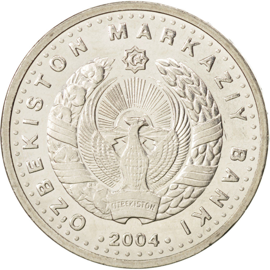 Uzbekistan, 100 Som, 2004, SPL, Acciaio placcato nichel, KM:17