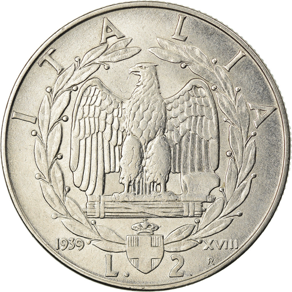 Moneta, Italia, Vittorio Emanuele III, 2 Lire, 1939, Rome, BB+, Acciaio