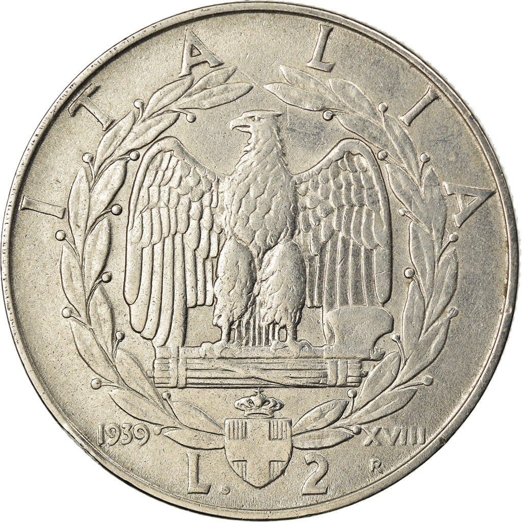 Moneta, Italia, Vittorio Emanuele III, 2 Lire, 1939, Rome, BB+, Acciaio