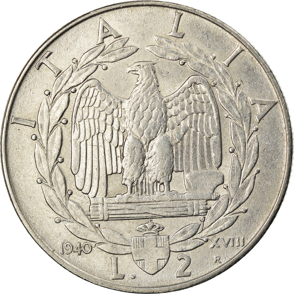 Moneta, Italia, Vittorio Emanuele III, 2 Lire, 1940, Rome, BB+, Acciaio