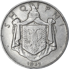 Monnaie, Albania, Zog I, 1/2 Lek, 1931, TTB, Nickel, KM:13