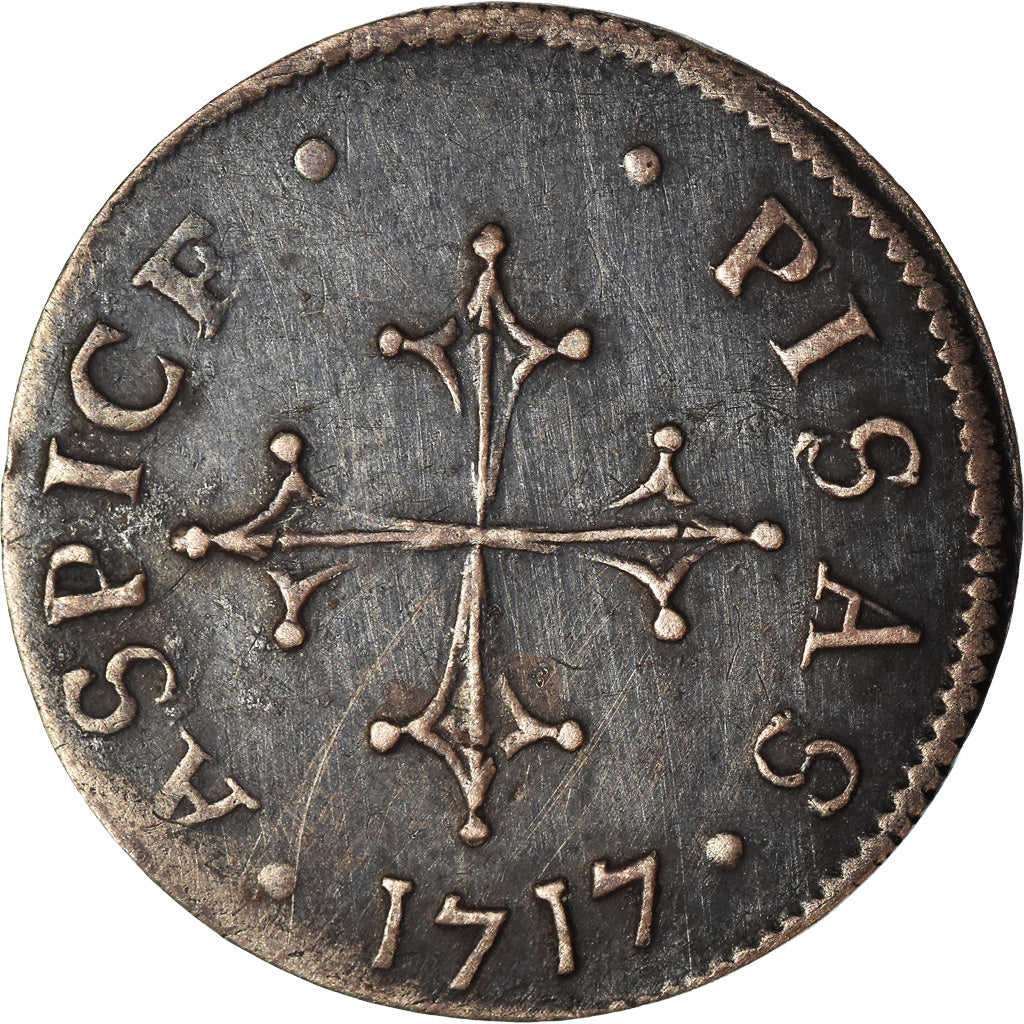 Moeda, ESTADOS ITALIANOS, PISA, Cosimo III de'Medici, 1/2 Giulio, Grosso, 1717