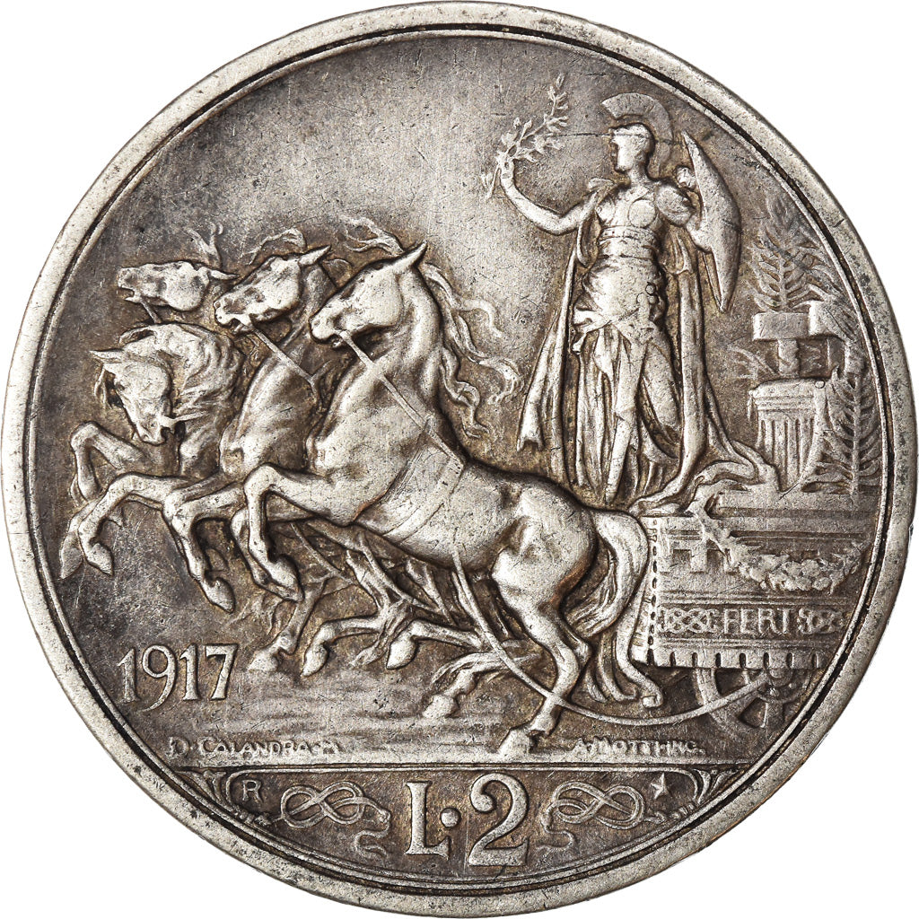 Monnaie, Italie, Vittorio Emanuele III, 2 Lire, 1917, Rome, TB+, Argent, KM:55