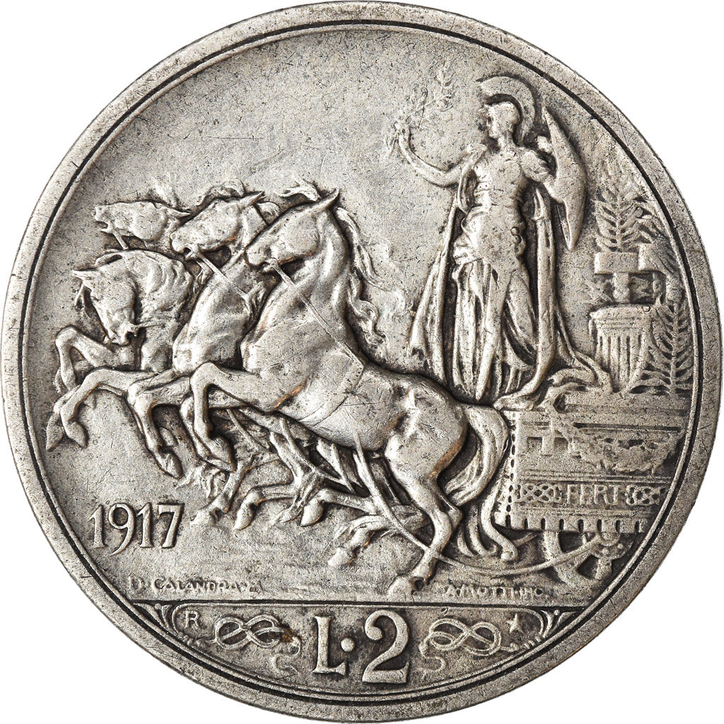 Moneta, Italia, Vittorio Emanuele III, 2 Lire, 1917, Rome, MB+, Argento, KM:55