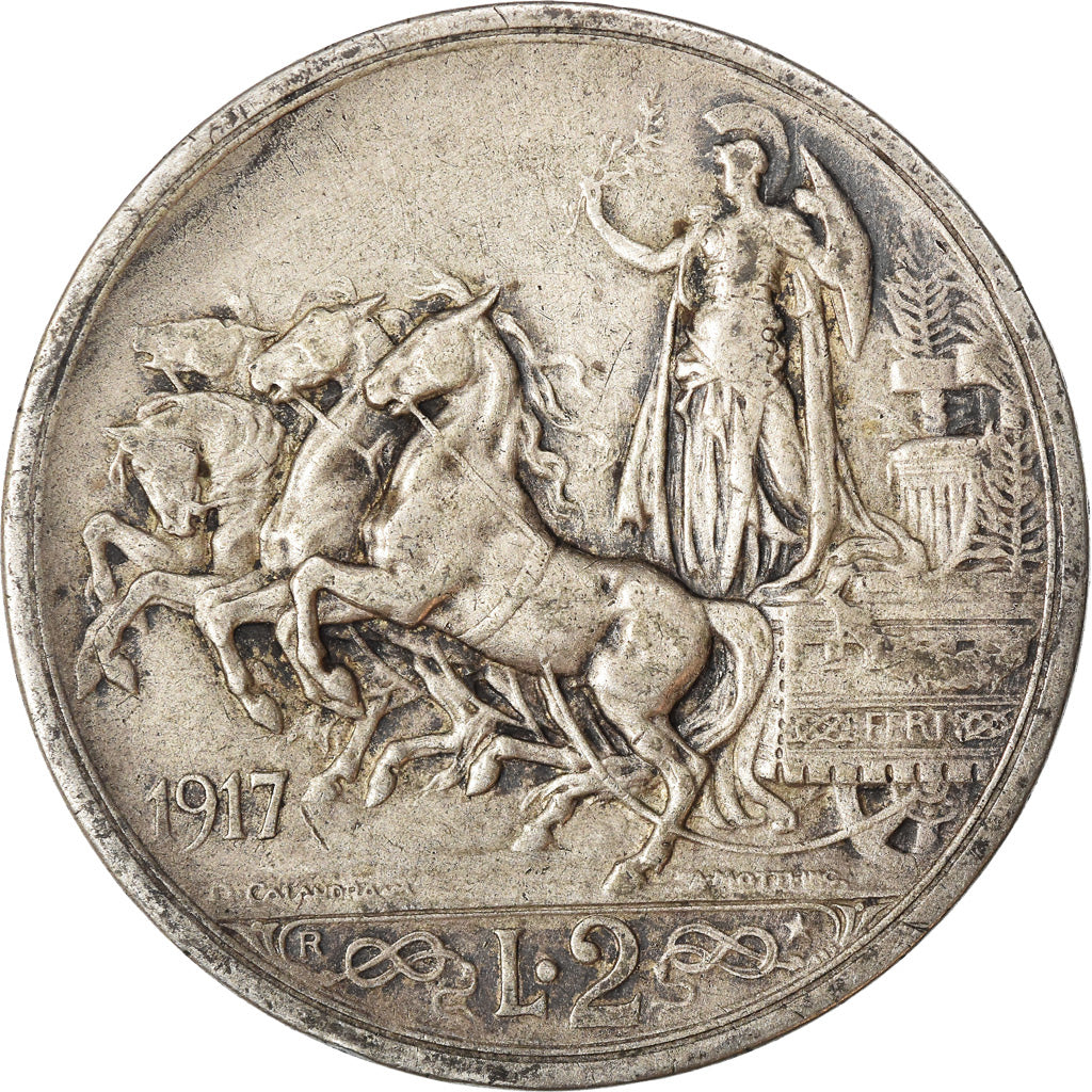 Moneta, Italia, Vittorio Emanuele III, 2 Lire, 1917, Rome, MB+, Argento, KM:55