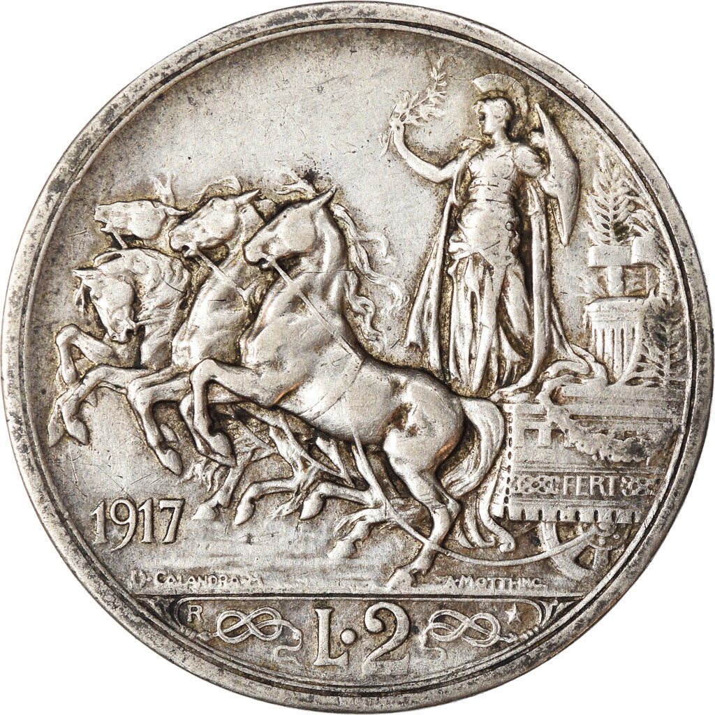 Münze, Italien, Vittorio Emanuele III, 2 Lire, 1917, Rome, S+, Silber, KM:55