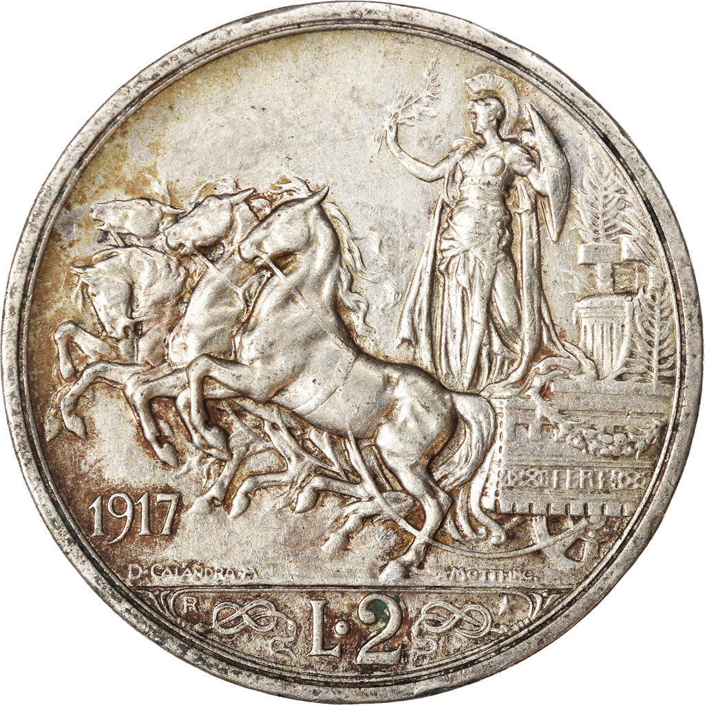 Münze, Italien, Vittorio Emanuele III, 2 Lire, 1917, Rome, SS, Silber, KM:55