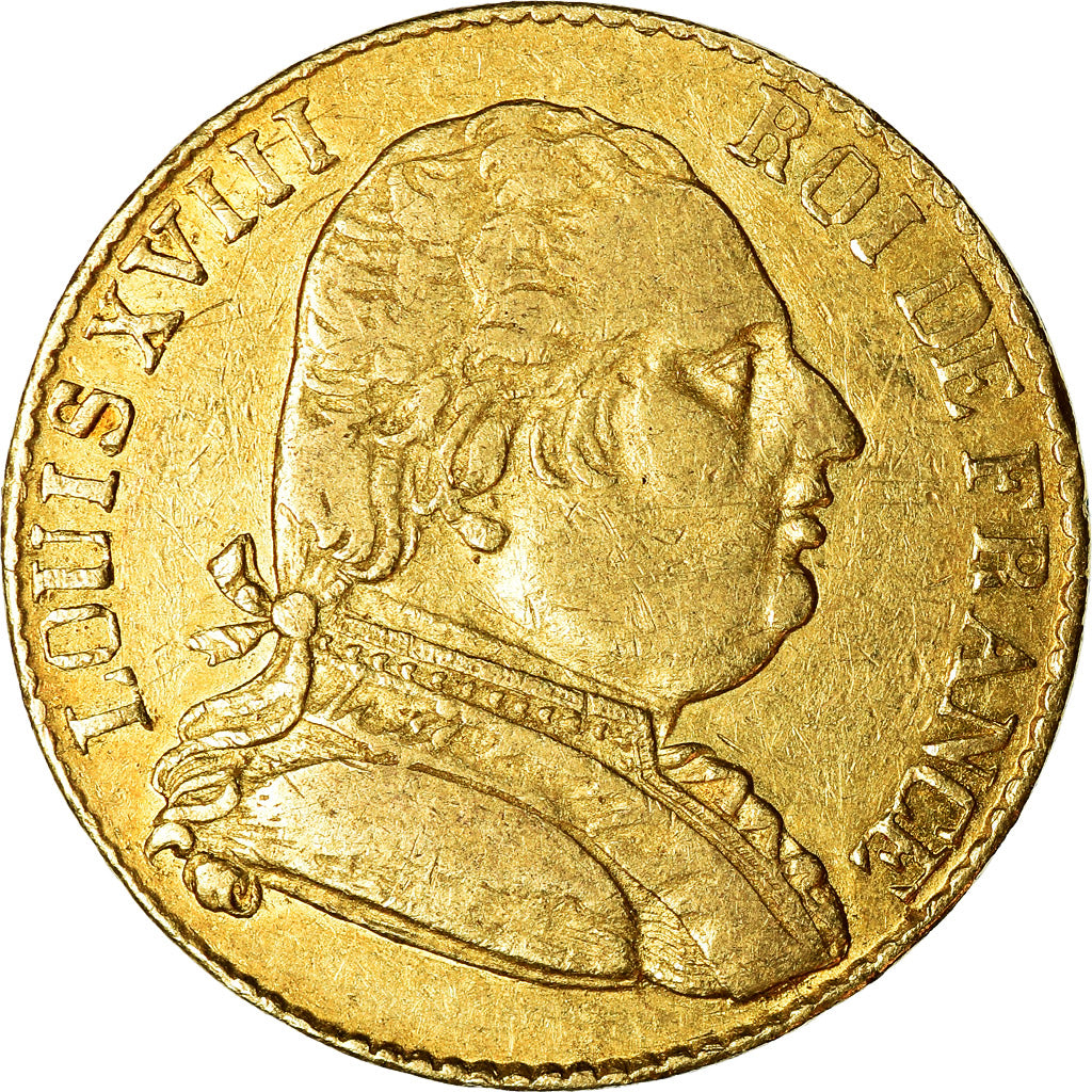 Moneta, Francia, Louis XVIII, Louis XVIII, 20 Francs, 1815, London, MB, Oro