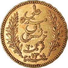Münze, Tunesien, Ali Bey, 20 Francs, 1891, Paris, VZ, Gold, KM:227