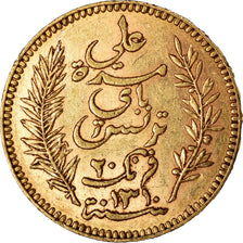 Moneta, Tunisia, Ali Bey, 20 Francs, 1893, Paris, BB+, Oro, KM:227, Lecompte:446