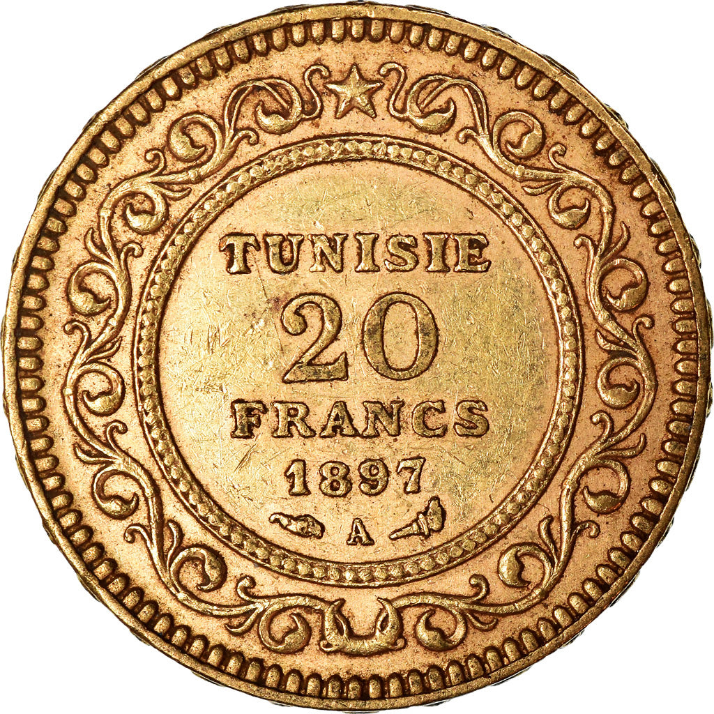 Münze, Tunesien, Ali Bey, 20 Francs, 1897, Paris, SS+, Gold, KM:227