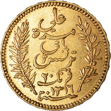 Moneta, Tunisia, Ali Bey, 20 Francs, 1898, Paris, BB+, Oro, KM:227, Lecompte:452