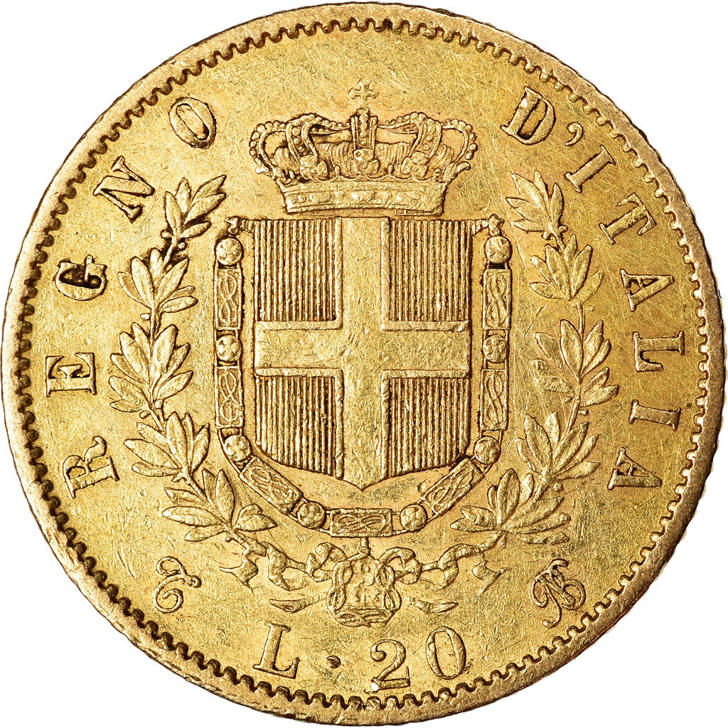 Munten, Italië, Vittorio Emanuele II, 20 Lire, 1863, Torino, ZF, Goud, KM:10.1
