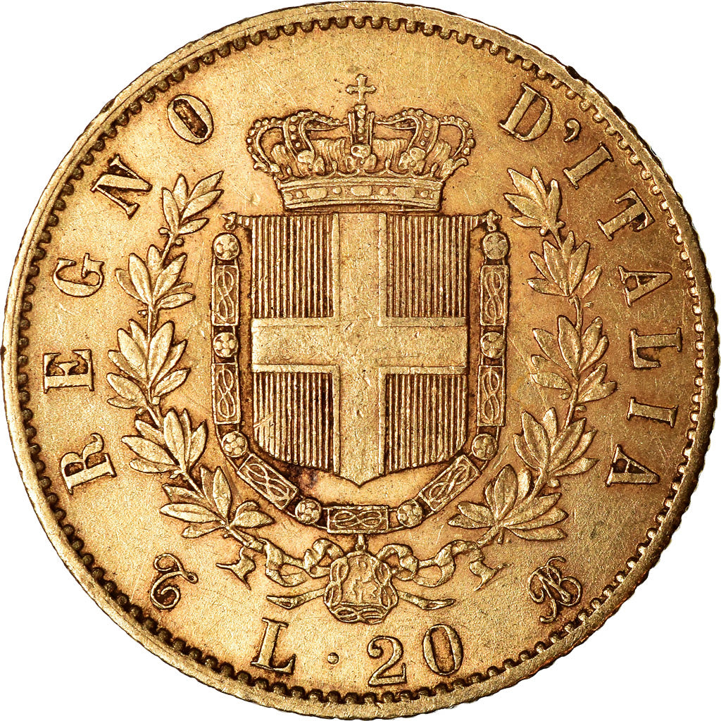 Munten, Italië, Vittorio Emanuele II, 20 Lire, 1865, Torino, ZF, Goud, KM:10.1