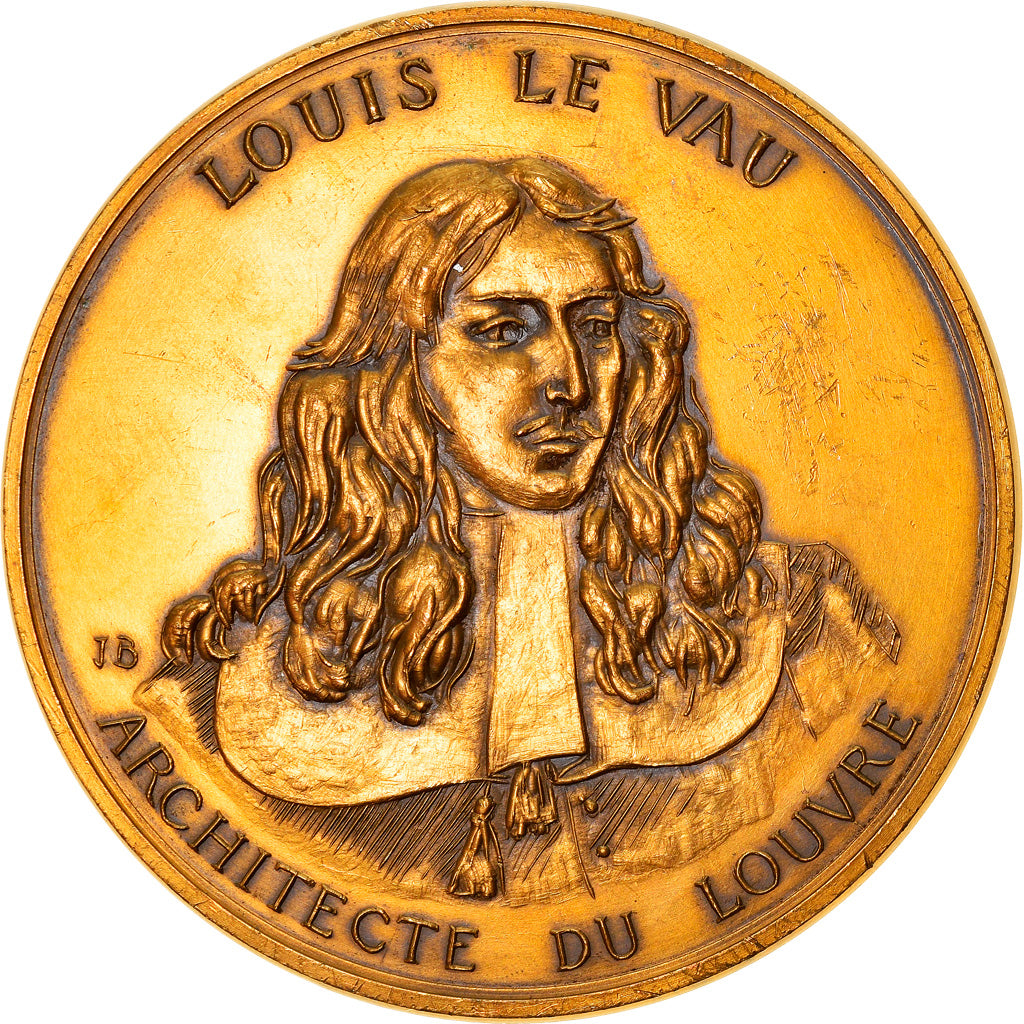 France, Medal, Louis Le Vau, Architecte du Louvre, History, 1973, AU(55-58)