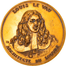France, Medal, Louis Le Vau, Architecte du Louvre, History, 1973, AU(55-58)