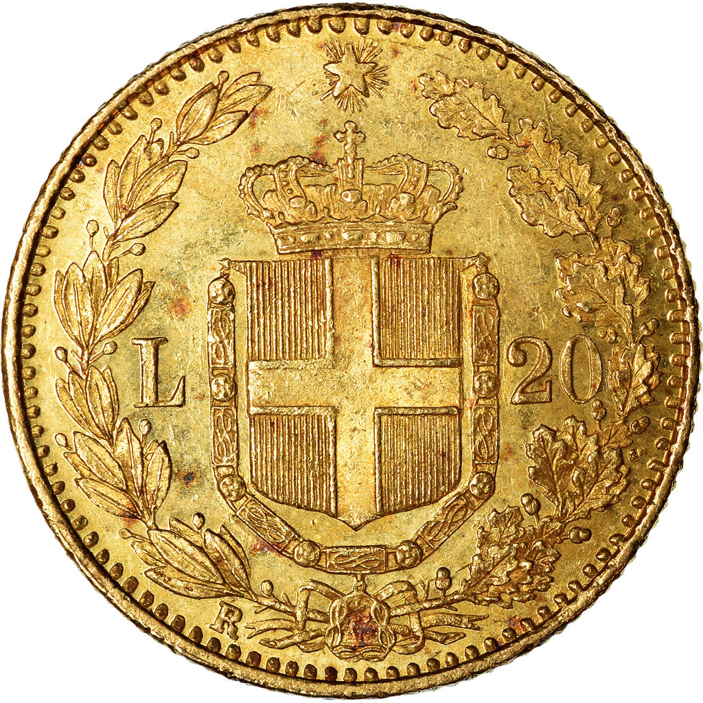 Moeda, Itália, Umberto I, 20 Lire, 1883, Rome, MS(60-62), Dourado, KM:21