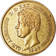 Moneda, Estados italianos, SARDINIA, Carlo Alberto, 20 Lire, 1849, Genoa, MBC+