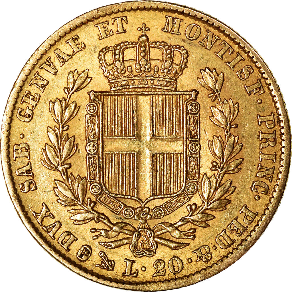 Moneda, Estados italianos, SARDINIA, Carlo Alberto, 20 Lire, 1849, Genoa, MBC+