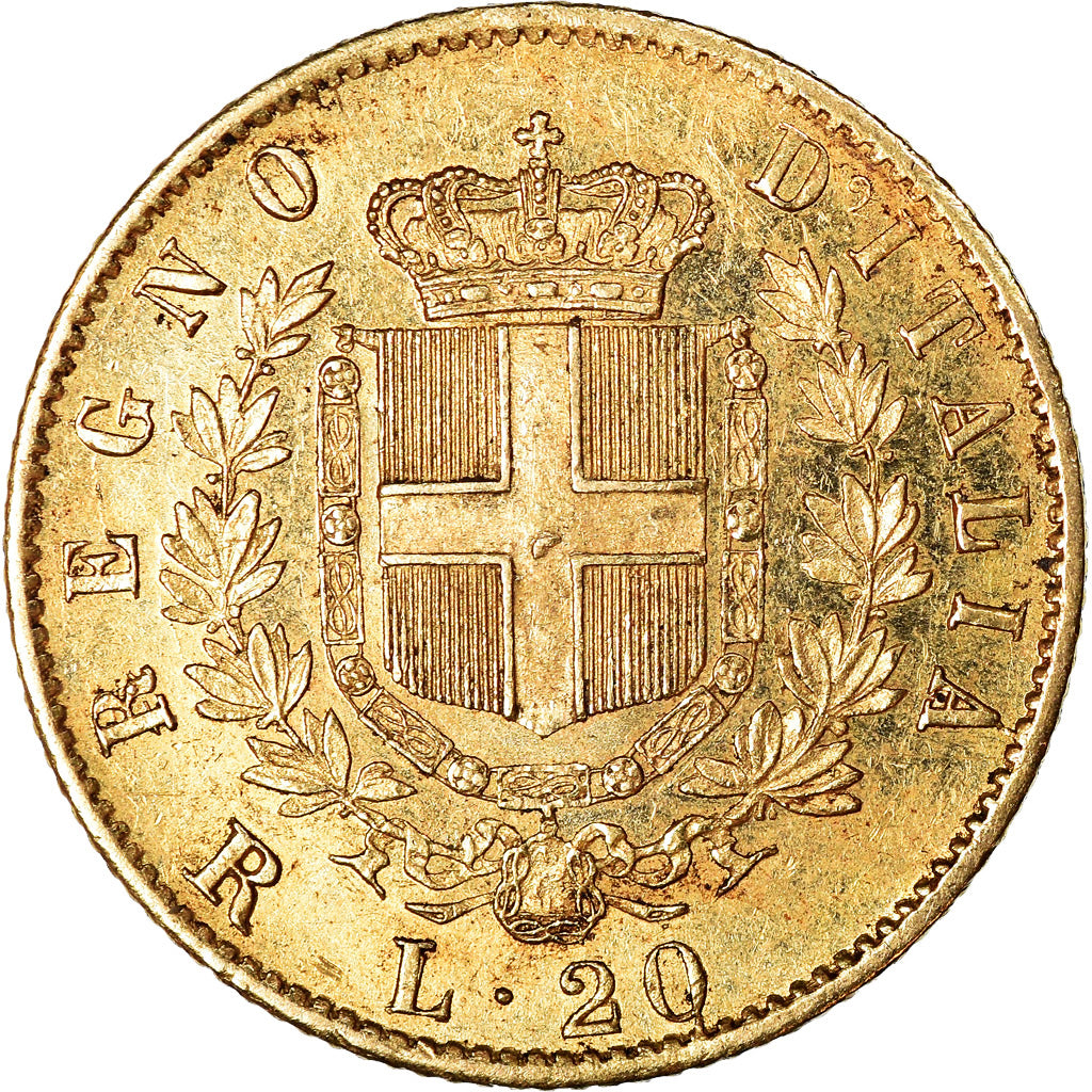 Moneta, Włochy, Vittorio Emanuele II, 20 Lire, 1878, Rome, MS(63), Złoto