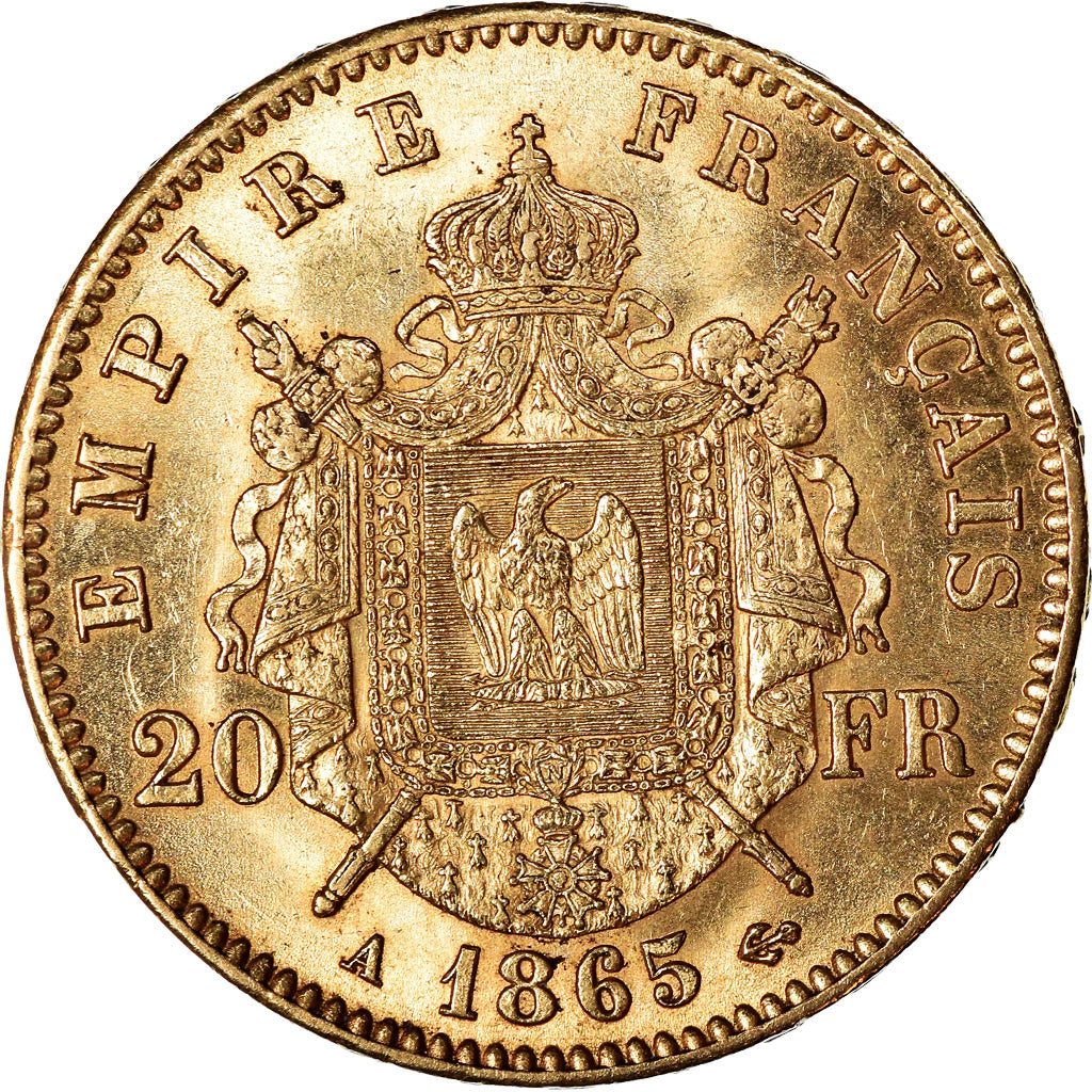 Monnaie, France, Napoleon III, 20 Francs, 1865, Paris, SPL, Or, Gadoury:1062