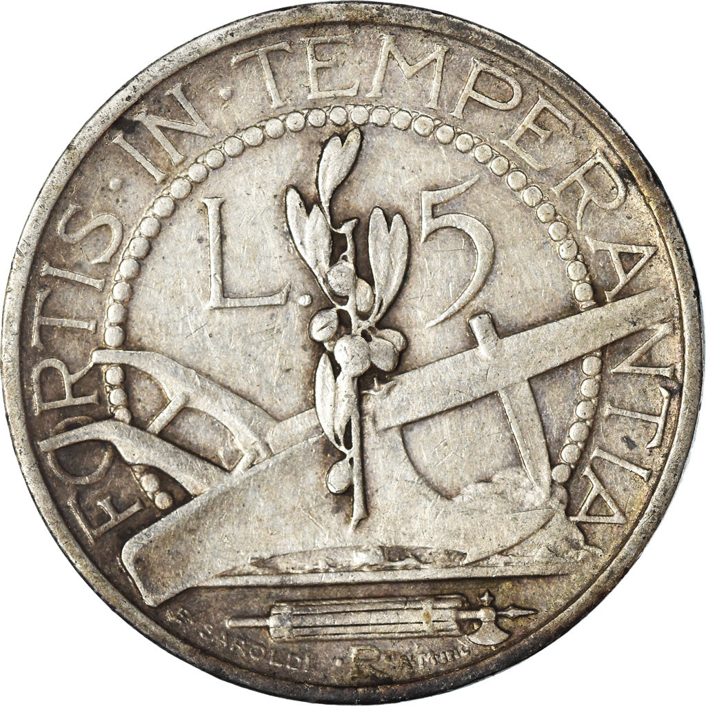 Moneta, San Marino, 5 Lire, 1931, Rome, EF(40-45), Srebro, KM:9