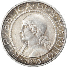 Moneta, San Marino, 5 Lire, 1933, Rome, BB+, Argento, KM:9