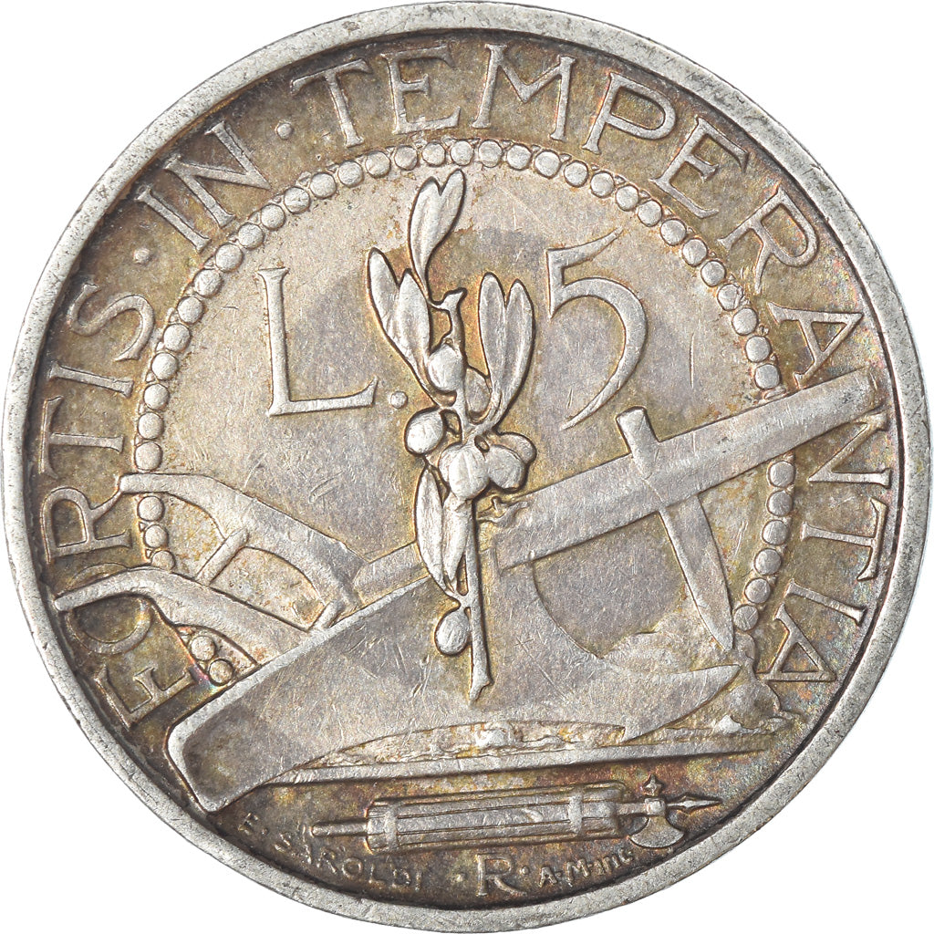 Moneta, San Marino, 5 Lire, 1933, Rome, BB+, Argento, KM:9
