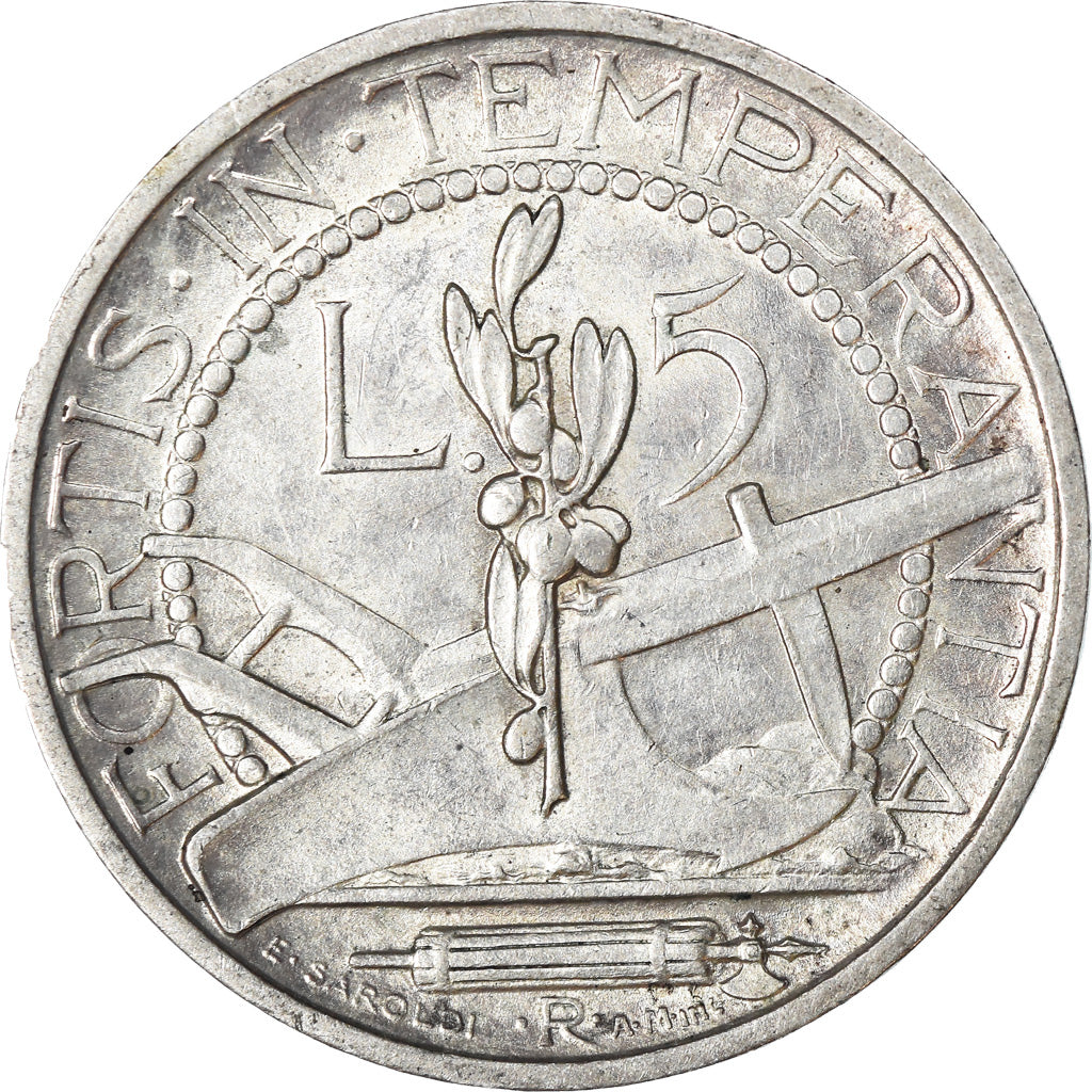 Moneta, San Marino, 5 Lire, 1935, Rome, BB+, Argento, KM:9