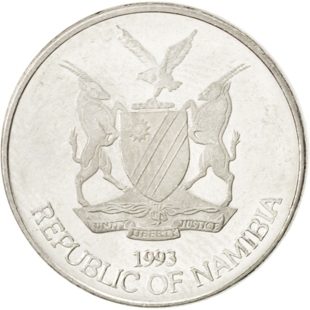 Coin, Namibia, 5 Cents, 1993, MS(63), Nickel plated steel, KM:1