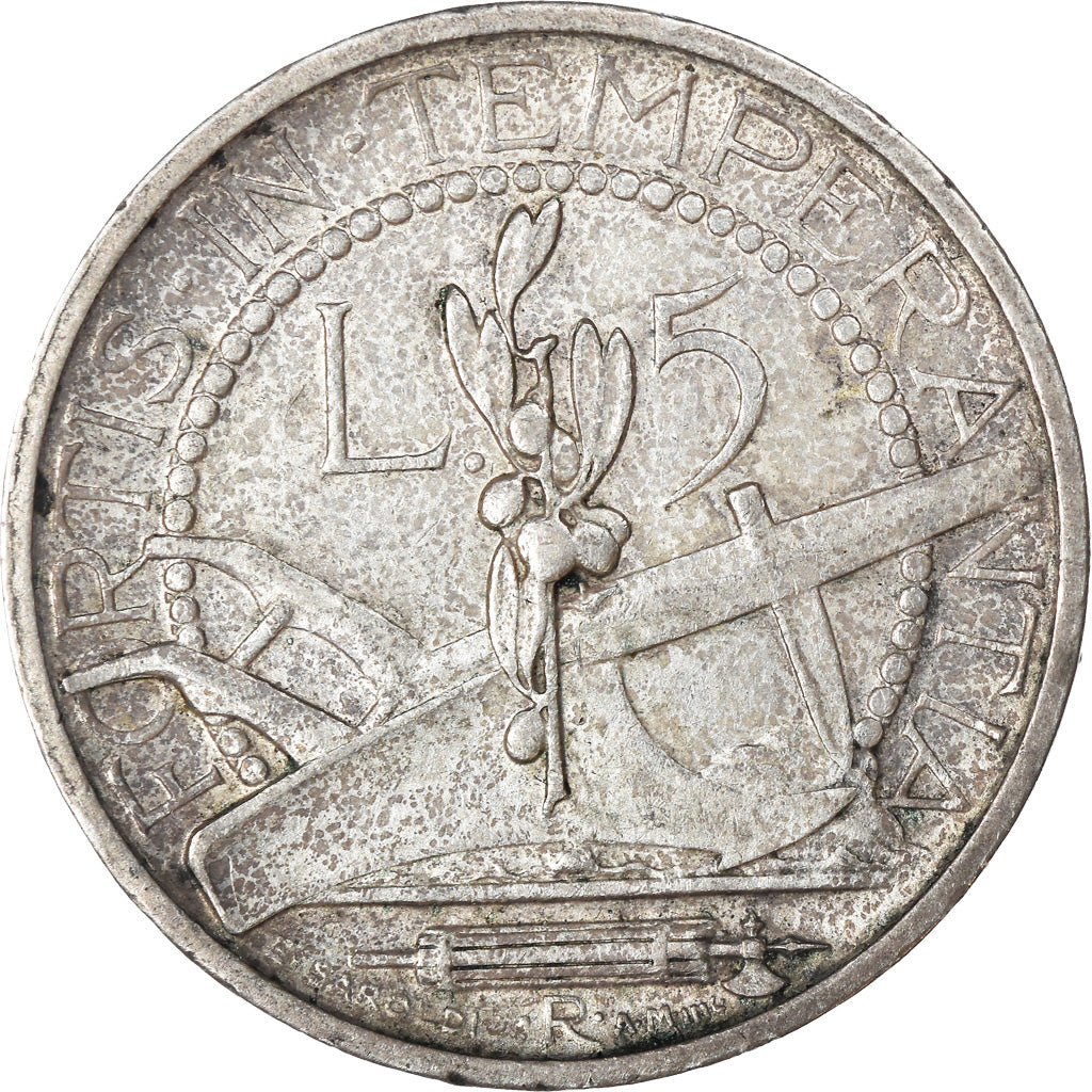 Moneta, San Marino, 5 Lire, 1937, Rome, BB, Argento, KM:9