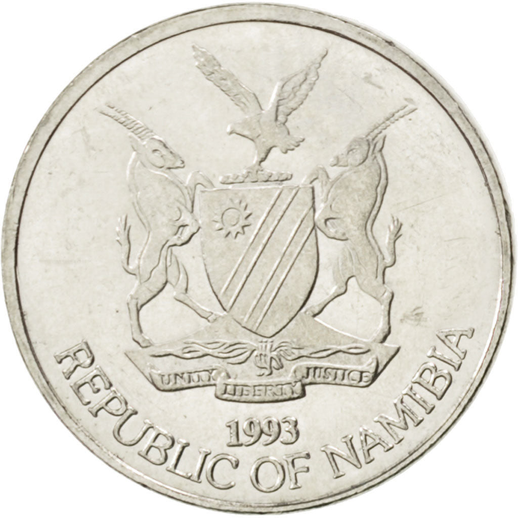 Coin, Namibia, 5 Cents, 1993, MS(63), Nickel plated steel, KM:1