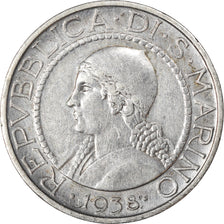 Monnaie, San Marino, 5 Lire, 1938, Rome, TB+, Argent, KM:9