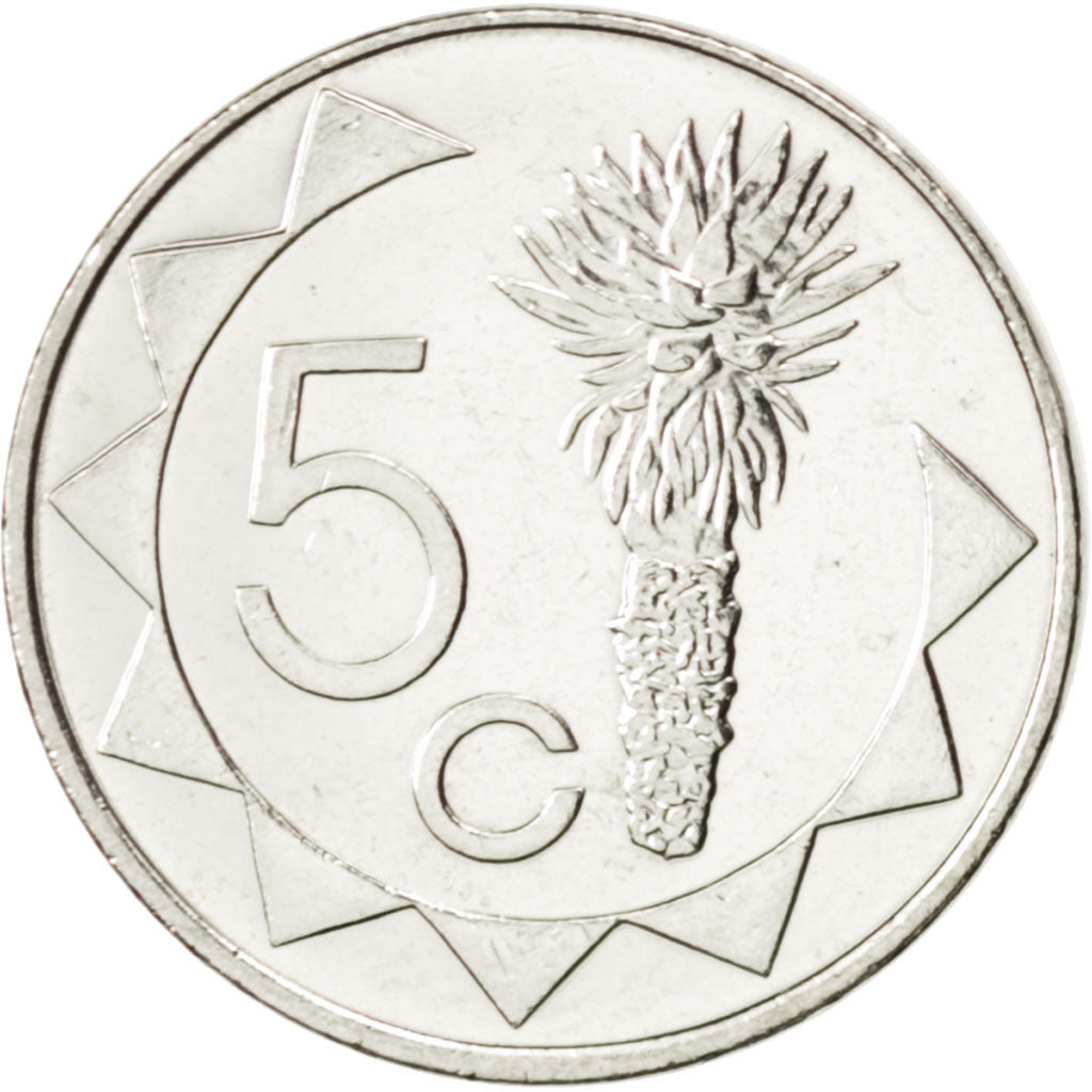 Coin, Namibia, 5 Cents, 1993, MS(63), Nickel plated steel, KM:1