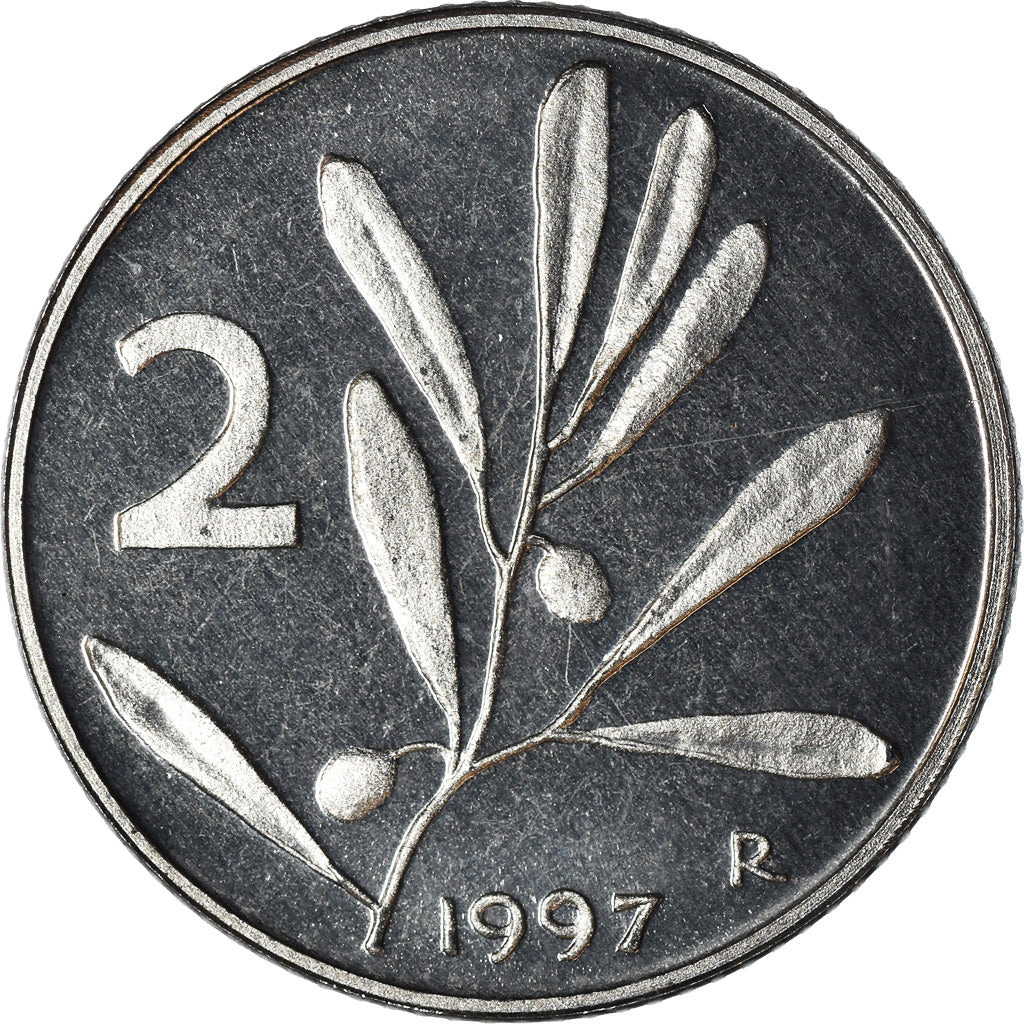 Munten, Italië, 2 Lire, 1997, Rome, Proof, FDC, Aluminium, KM:94