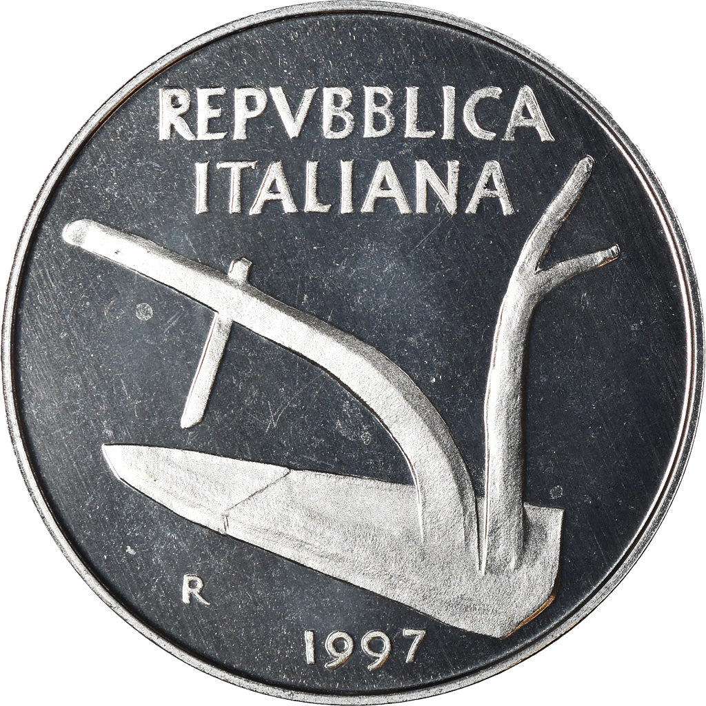 Moneta, Włochy, 10 Lire, 1997, Rome, Proof, MS(65-70), Aluminium, KM:93