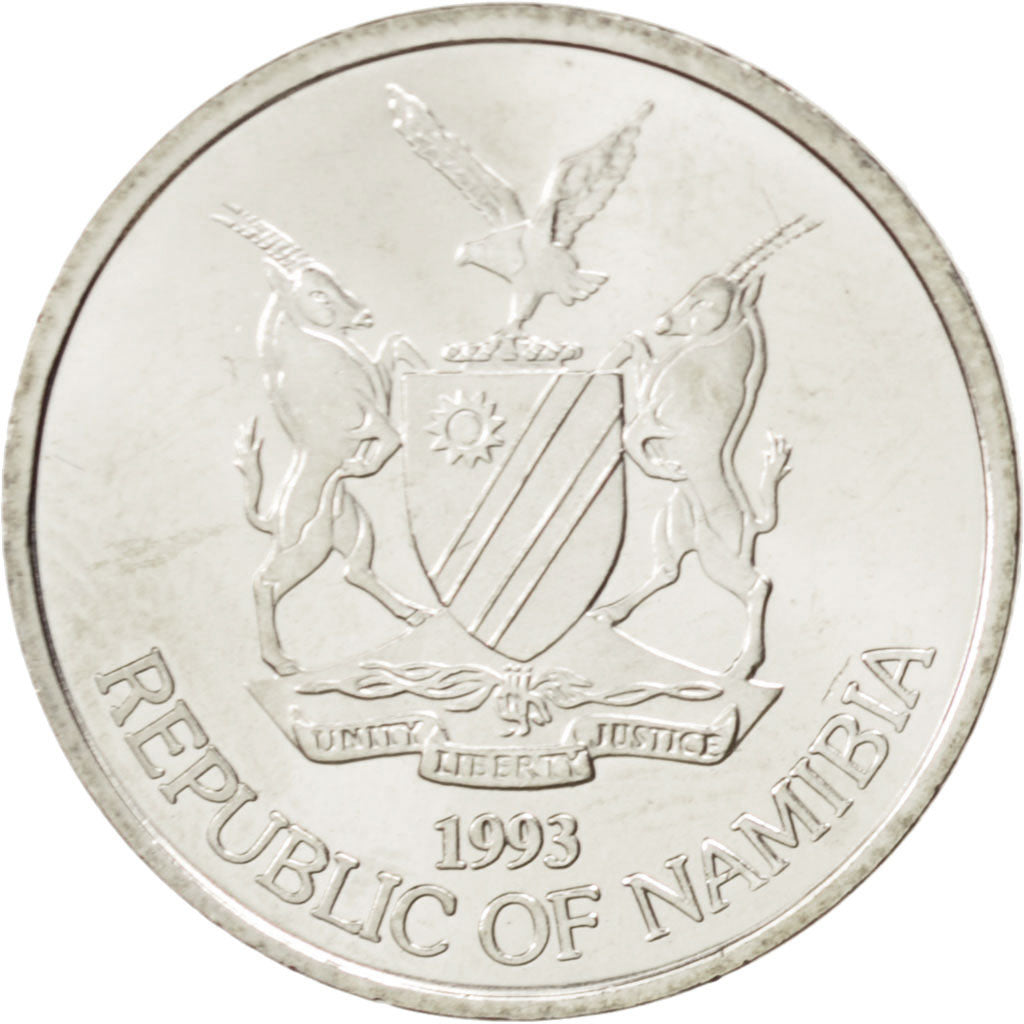 Coin, Namibia, 10 Cents, 1993, MS(63), Nickel plated steel, KM:2