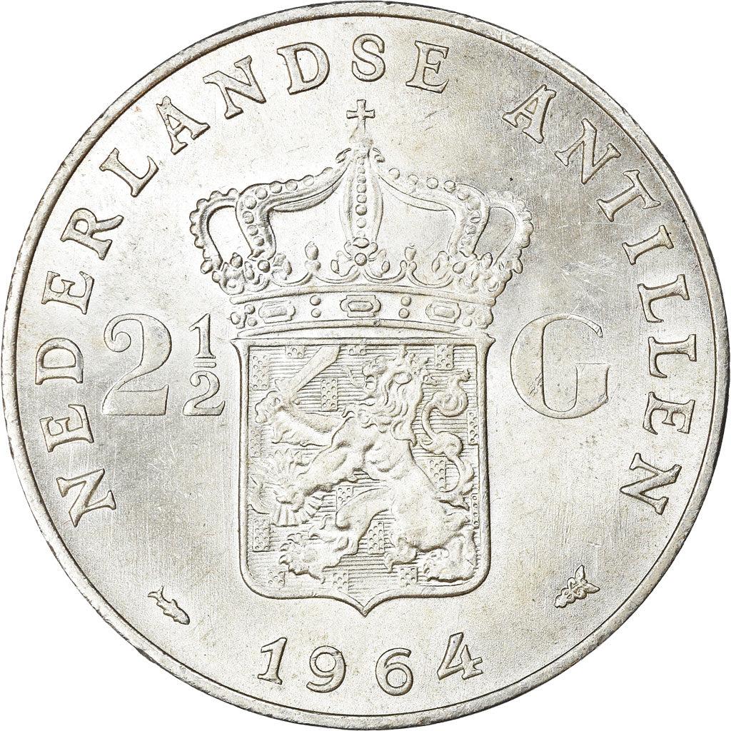 Moneta, Antille olandesi, Juliana, 2-1/2 Gulden, 1964, SPL, Argento, KM:7