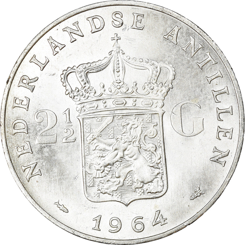 Monnaie, Netherlands Antilles, Juliana, 2-1/2 Gulden, 1964, SUP, Argent, KM:7
