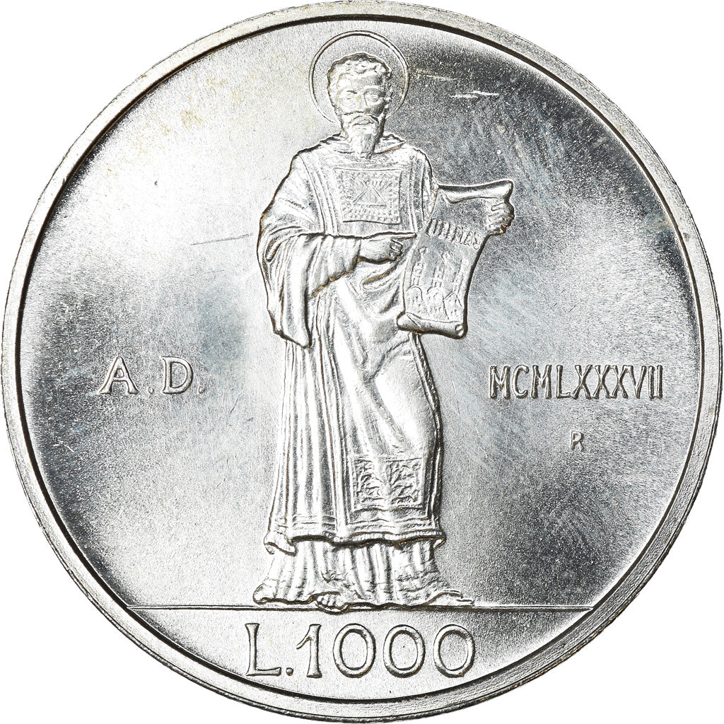 Münze, San Marino, 1000 Lire, 1987, UNZ, Silber, KM:210