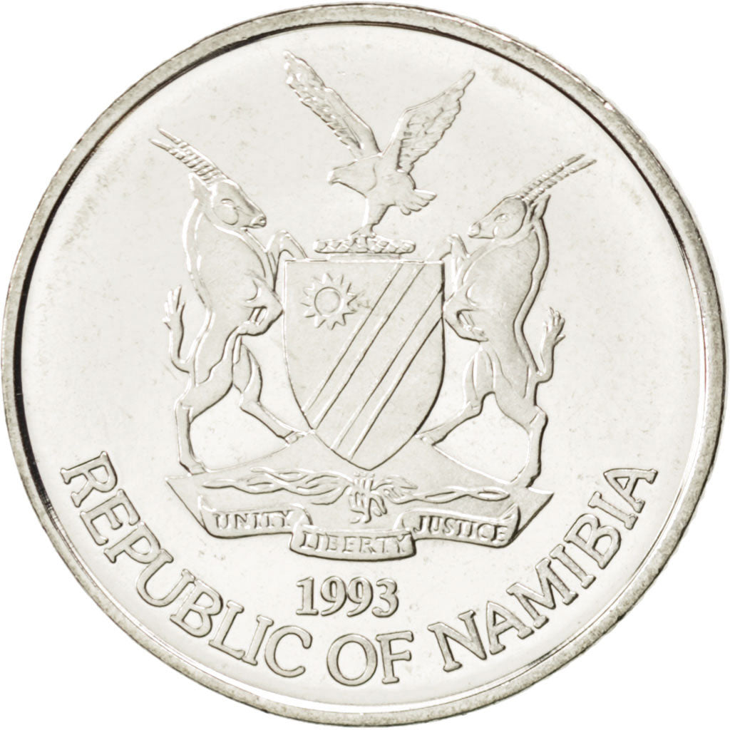 Coin, Namibia, 50 Cents, 1993, MS(63), Nickel plated steel, KM:3