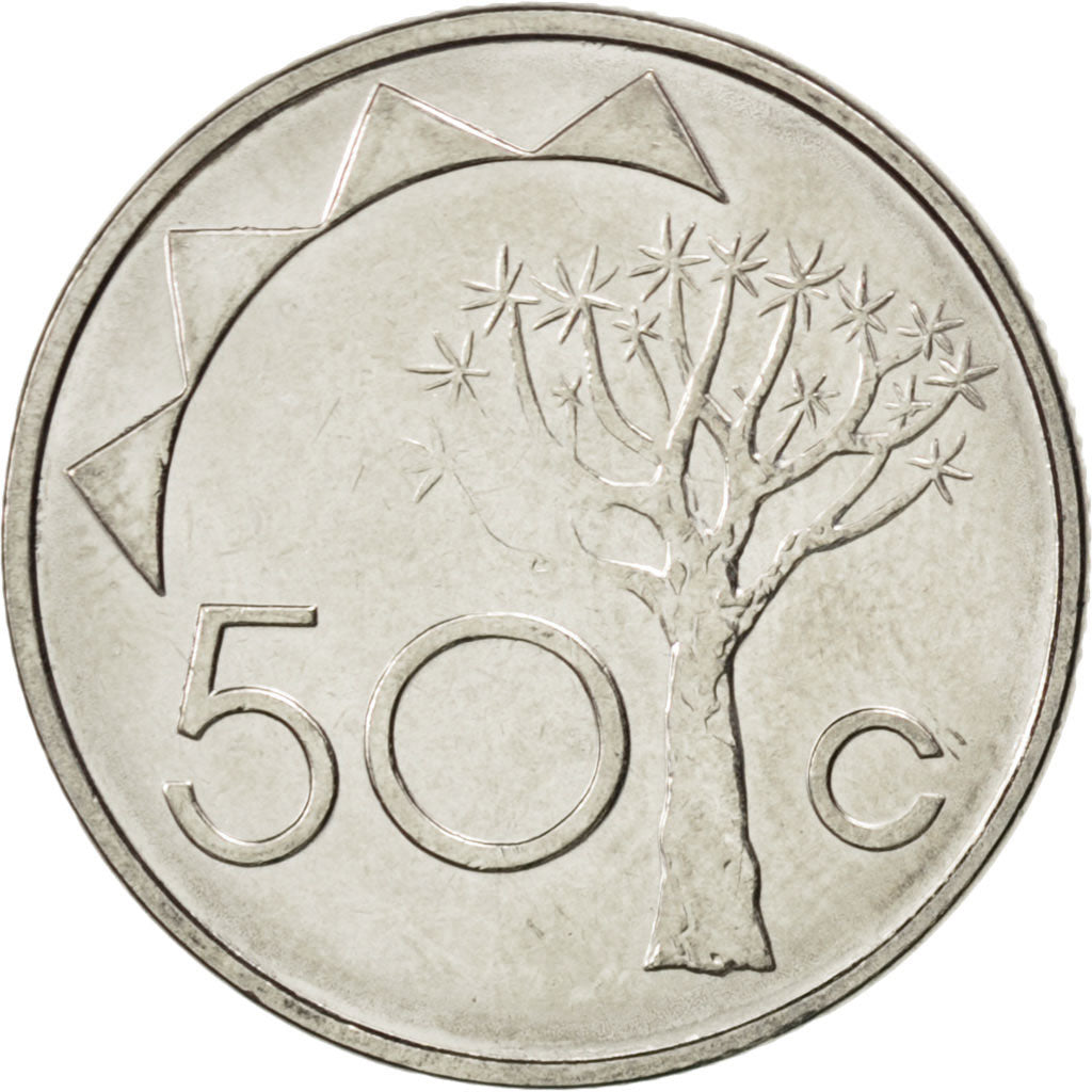 Coin, Namibia, 50 Cents, 2008, MS(63), Nickel plated steel, KM:3