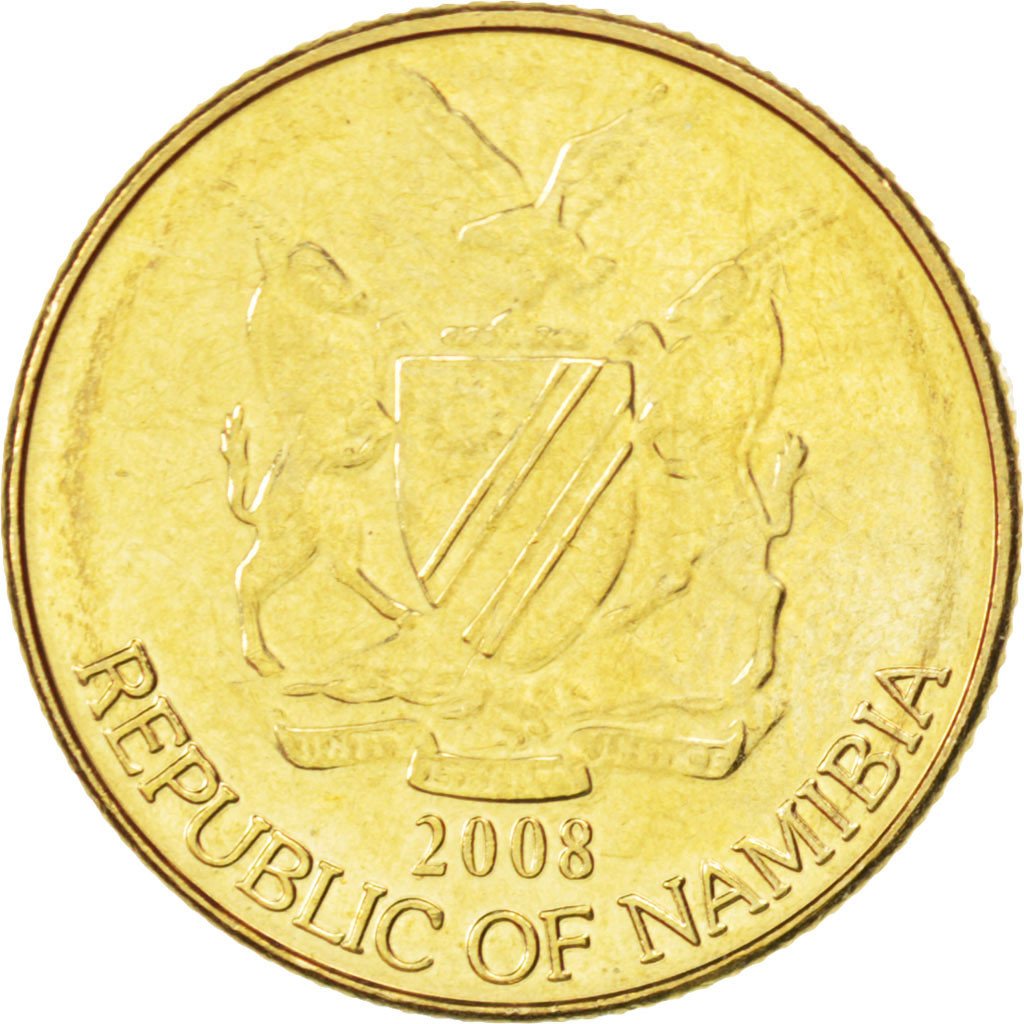NAMIBIA, Dollar, 2008, KM #4, MS(63), Brass, 22.4, 5.00