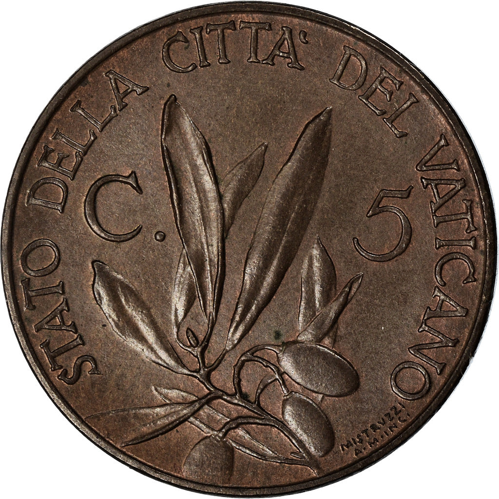 Moneta, CITTÀ DEL VATICANO, Pius XI, 5 Centesimi, 1929, Roma, SPL, Bronzo, KM:1