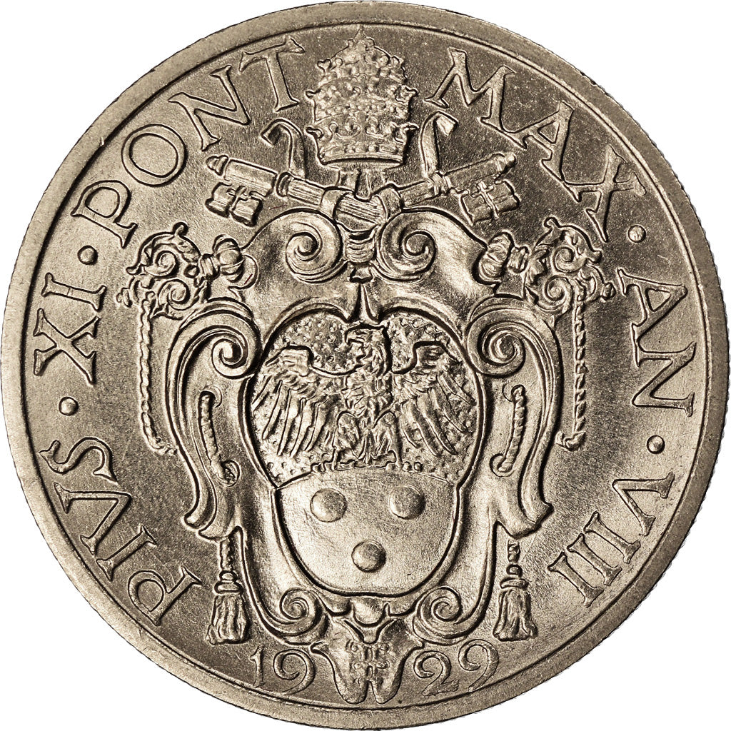 Moneda, CIUDAD DEL VATICANO, Pius XI, 20 Centesimi, 1929, Roma, SC, Níquel