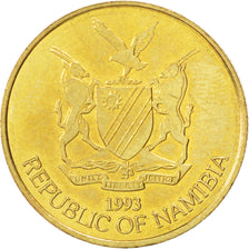 Moneta, Namibia, 5 Dollars, 1993, MS(63), Mosiądz, KM:5