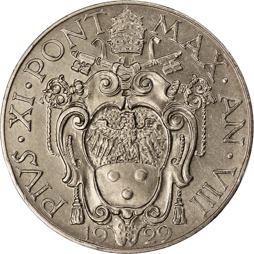 Monnaie, Cité du Vatican, Pius XI, 2 Lire, 1929, Roma, SPL, Nickel, KM:6