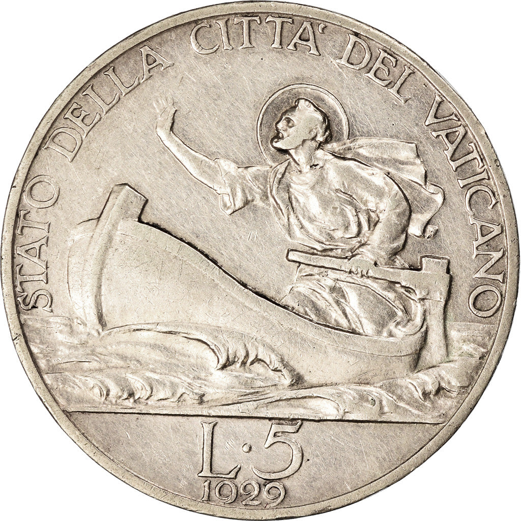 Moneta, CITTÀ DEL VATICANO, Pius XI, 5 Lire, 1929, Roma, SPL-, Argento, KM:7